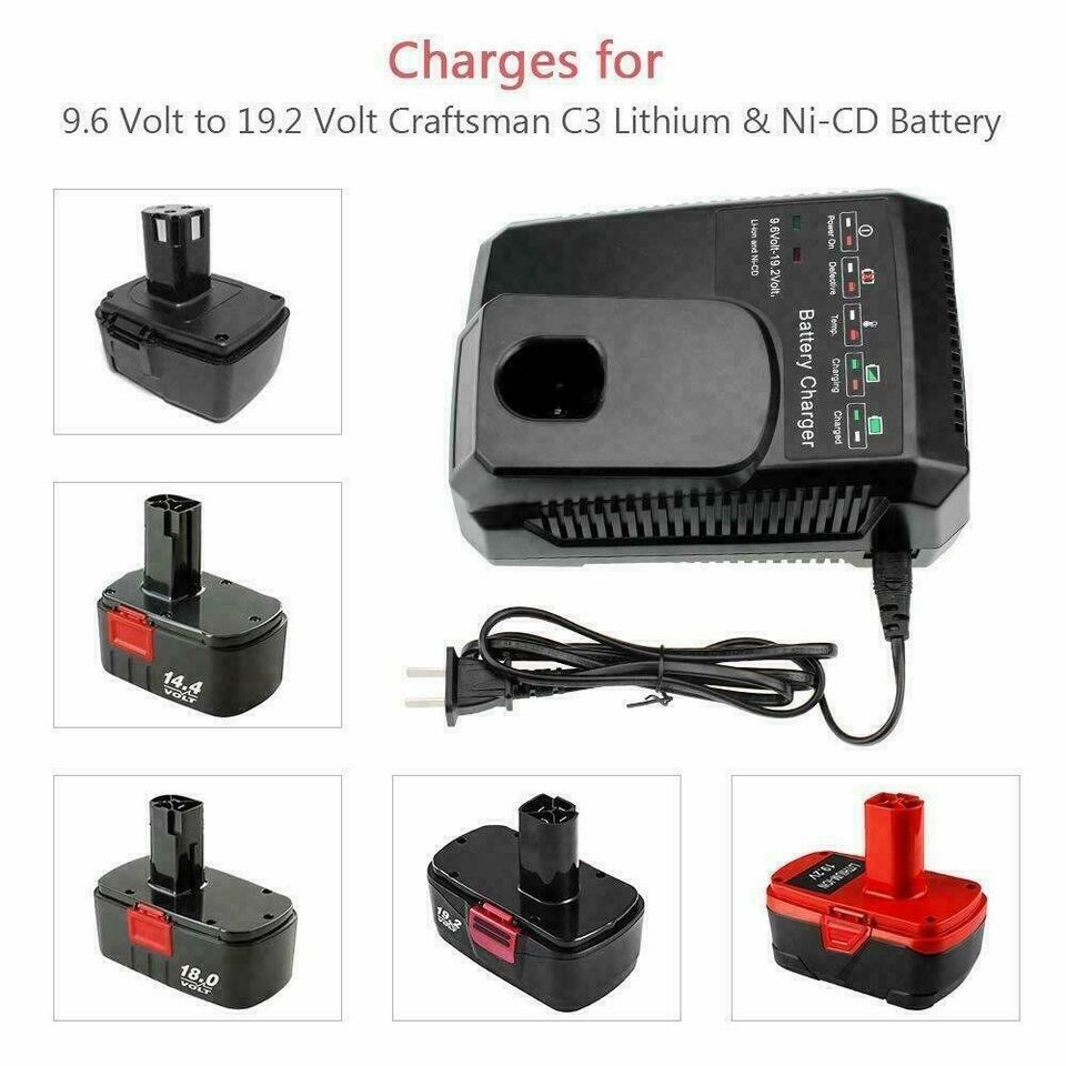 2Pack for Craftsman 19.2 Volt 11375 Battery C3 DieHard 130279005 11376 / Charger