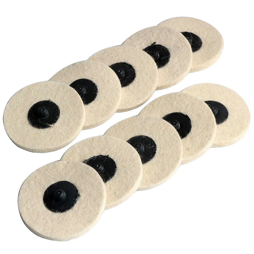 10PCS 3 inch Wool Buffing Polishing Pad Drill Die Grinder Roll Lock Sanding Disc