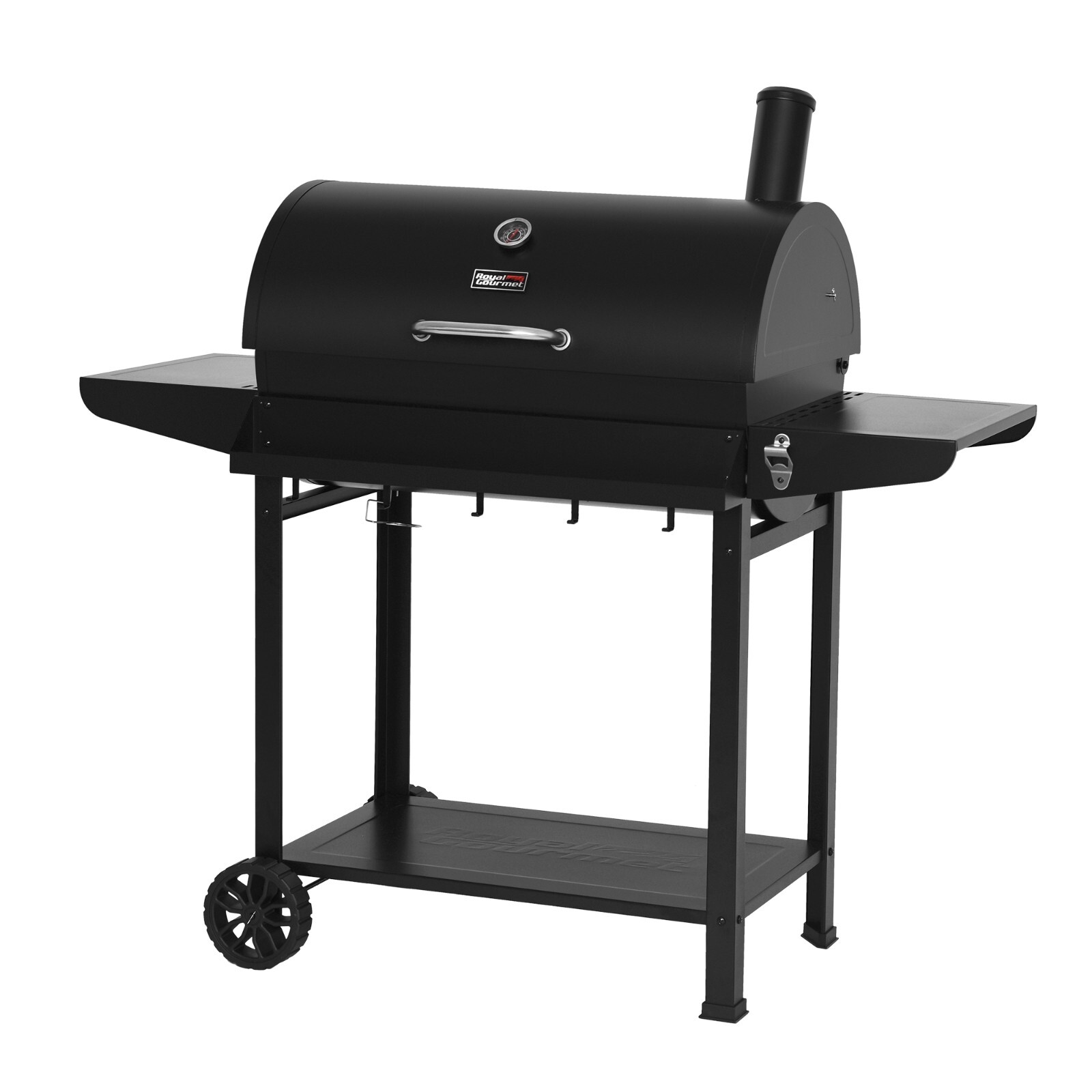 Royal Gourmet Barrel Charcoal Grill with Front Storage Basket Backyard BBQ Party
