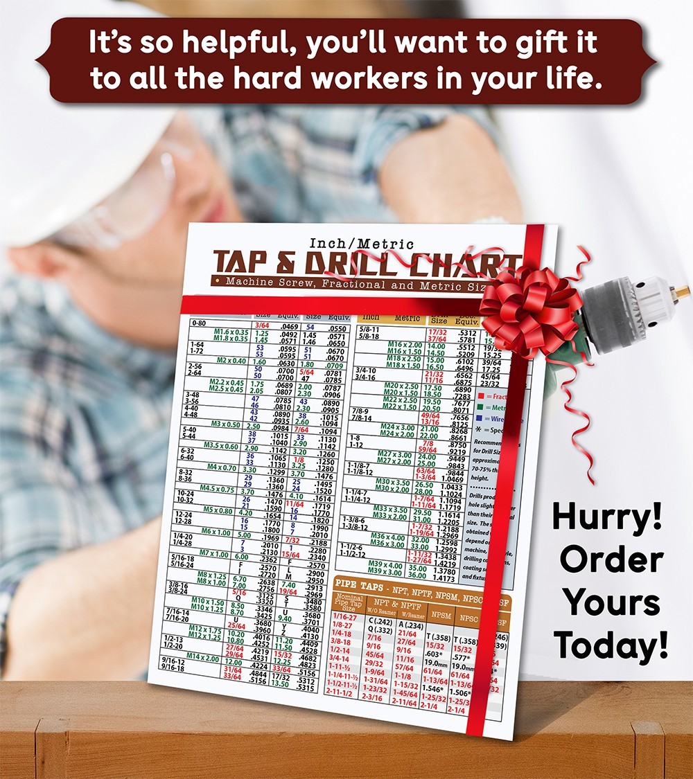 Magnetic Tap & Drill Size Chart 8.5×11 – Inch Metric Conversion Guide Magnet