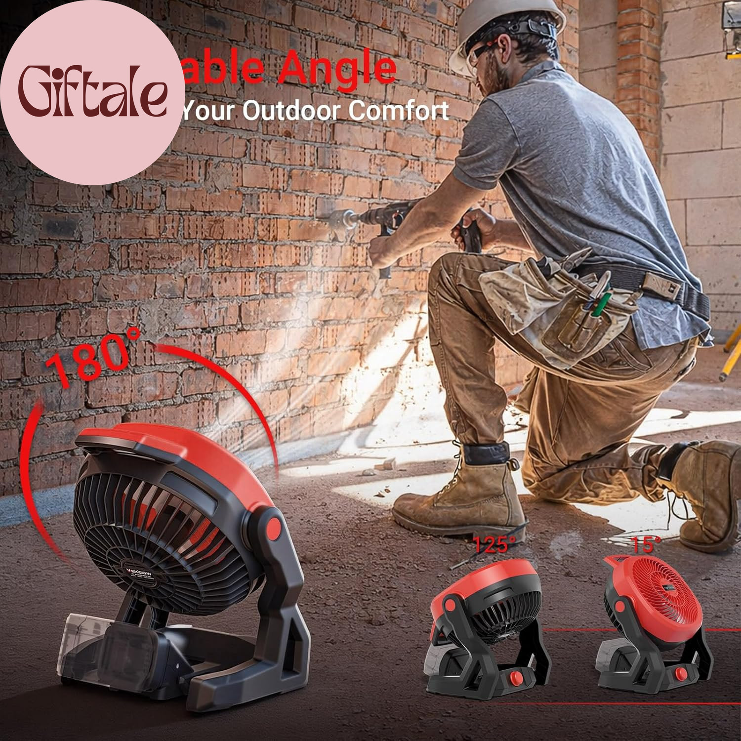 Battery Powered Fan Compatible with Milwaukee M18 18V Battery, 750 CFM Cordless
