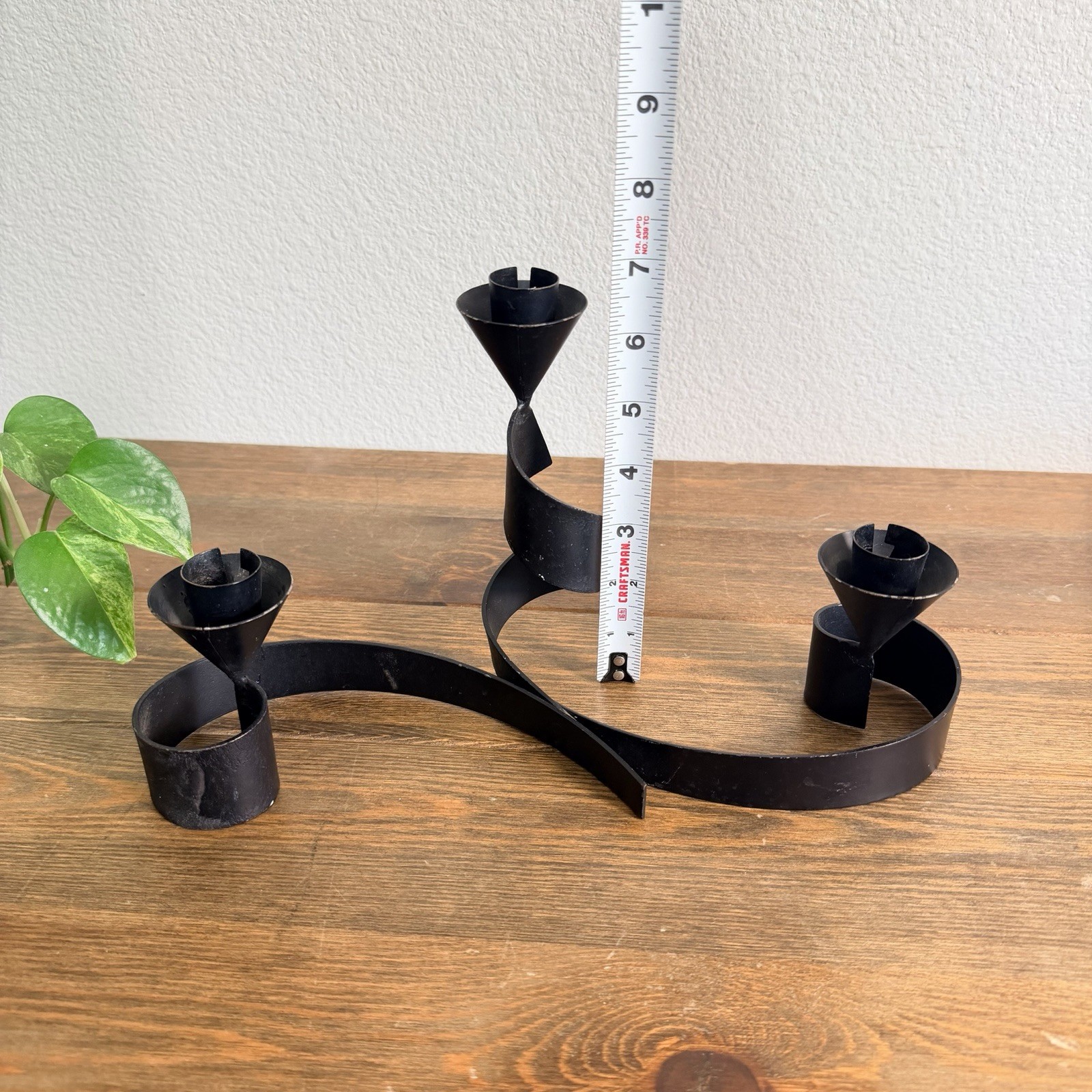 Three-armed wrought iron candlestick Sweden Vintage