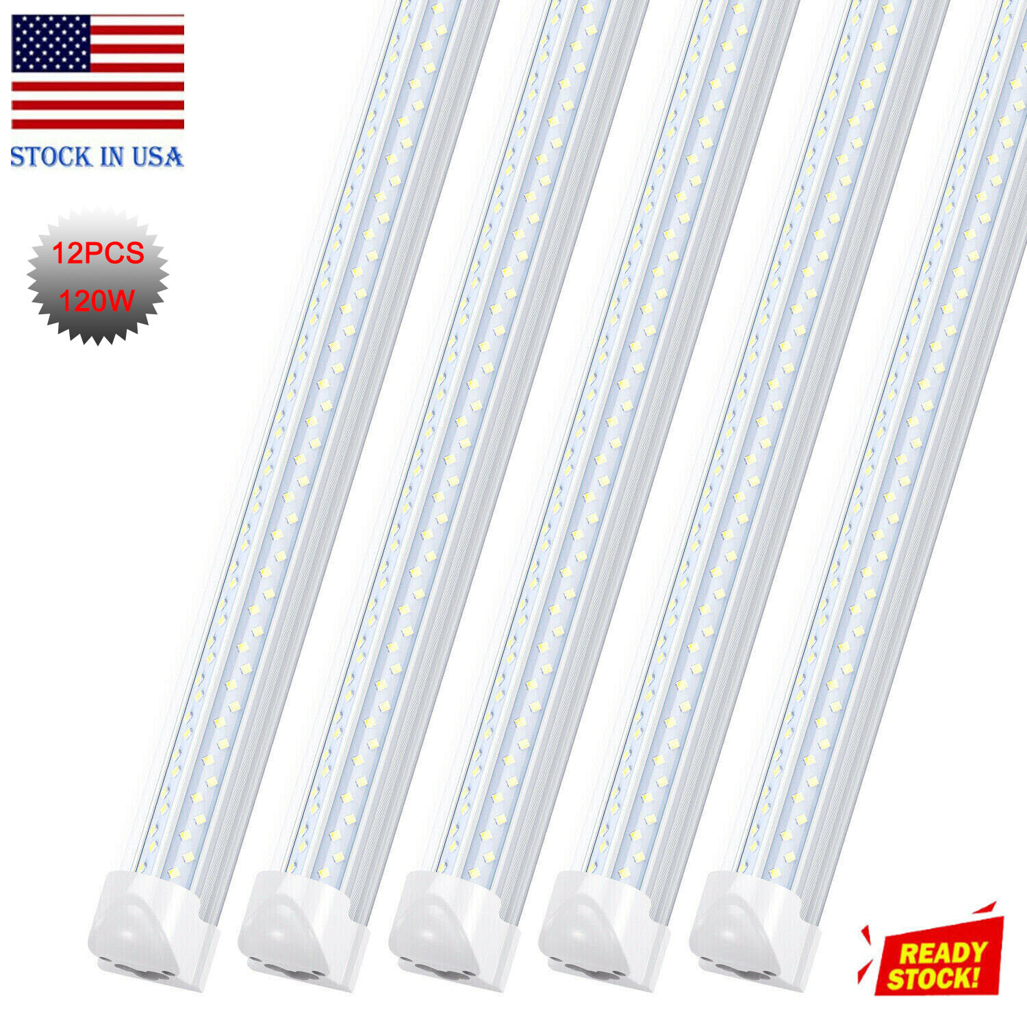 12PCS 120W 8FT LED Shop Light Fixture T8 LED Tube Light Bulbs 8′ led strip light