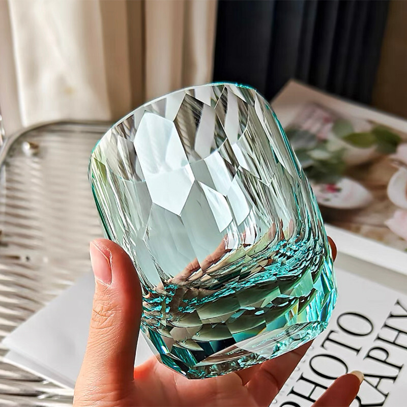 Shiny Crystal Whisky Glass 6.7oz Hand Blown Handicraft Gift Packing
