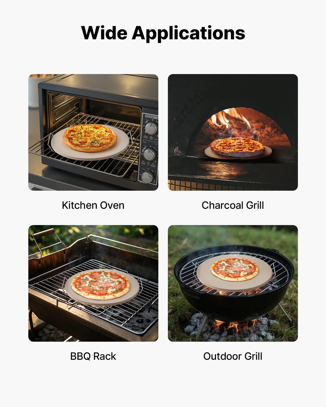 VEVOR Pizza Stone Round/Rectangular Cordierite Baking Stone for Oven & Grilling