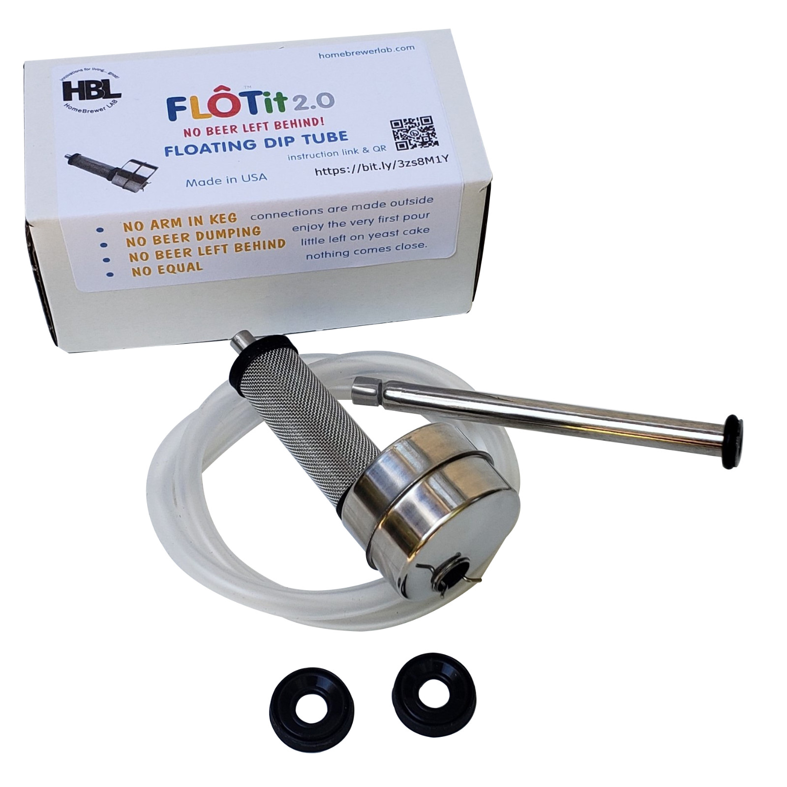 FLOTit 2.0 NO BEER LEFT BEHIND! Floating Dip Tube w/ Double Filter Inlet or DFI