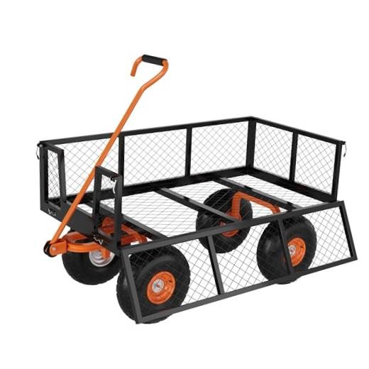 Heavy Duty Steel Garden Cart, 500 LBS Capacity 3 in 1 500 lbs Black Orange