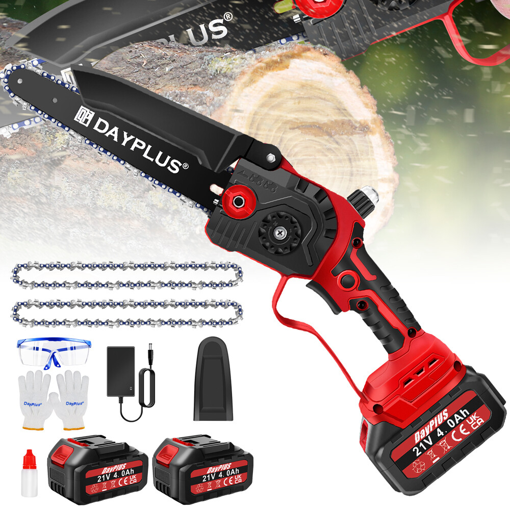 8″ Mini Electric Chainsaw Cordless Brushless Handheld Chain Saw with 2 Batteries