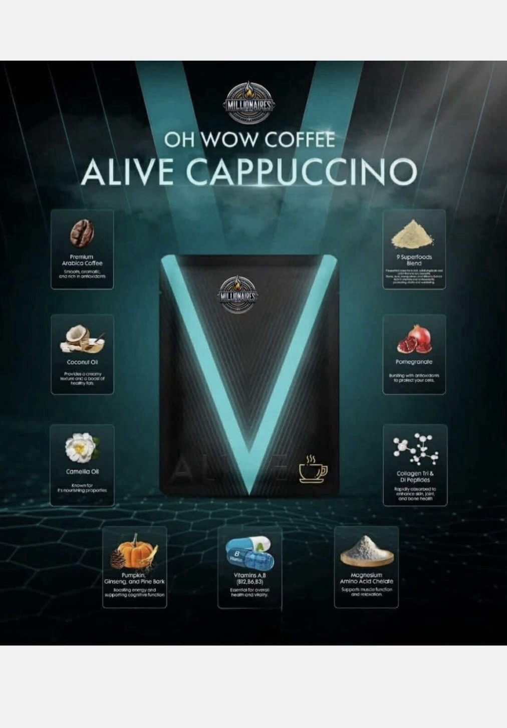Nvsionu Alive Coffee Capuchino 20 Sachets NEW SEALED Exp 2028