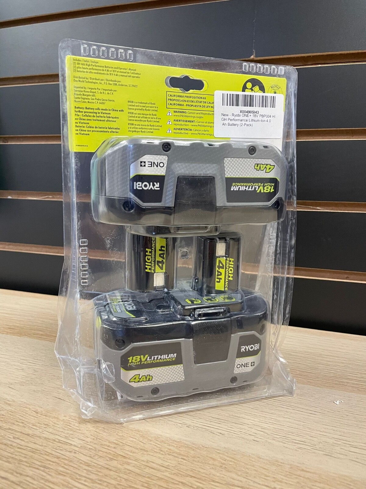 Ryobi ONE+ 18V HIGH PERFORMANCE Lithium-Ion 4.0 Ah Battery (2-Pack) PBP2004, NEW