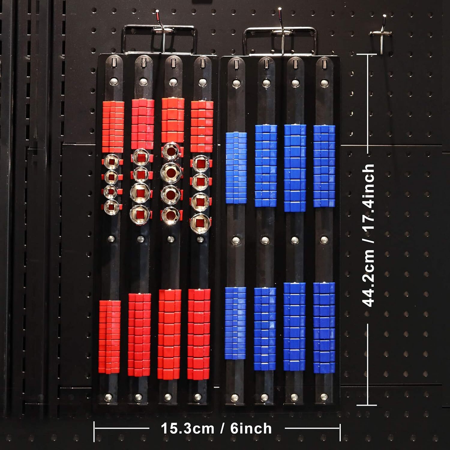 80 PCS Portable Socket Organizer Tray Blue & Red Tools Organizer 1/4″&3/8″&1/2″