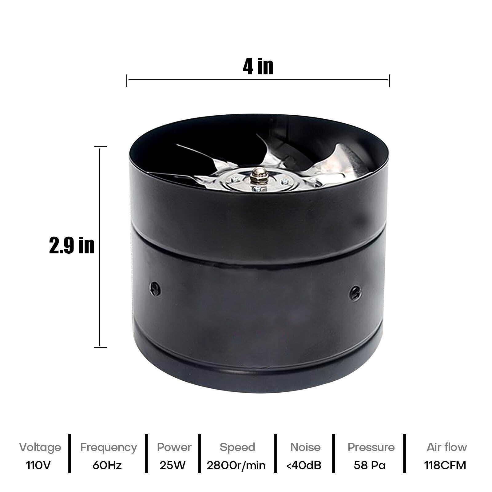 4/6/8/10″ Inline Duct Vent Blower Booster Fan 110V Ceiling Bathroom Ventilation