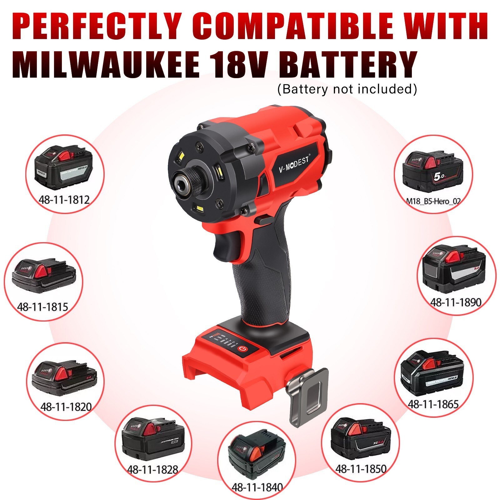 Compatible Milwaukee M18 Lithium-Ion Cordless 1/4″ Hex Impact Driver Brushless