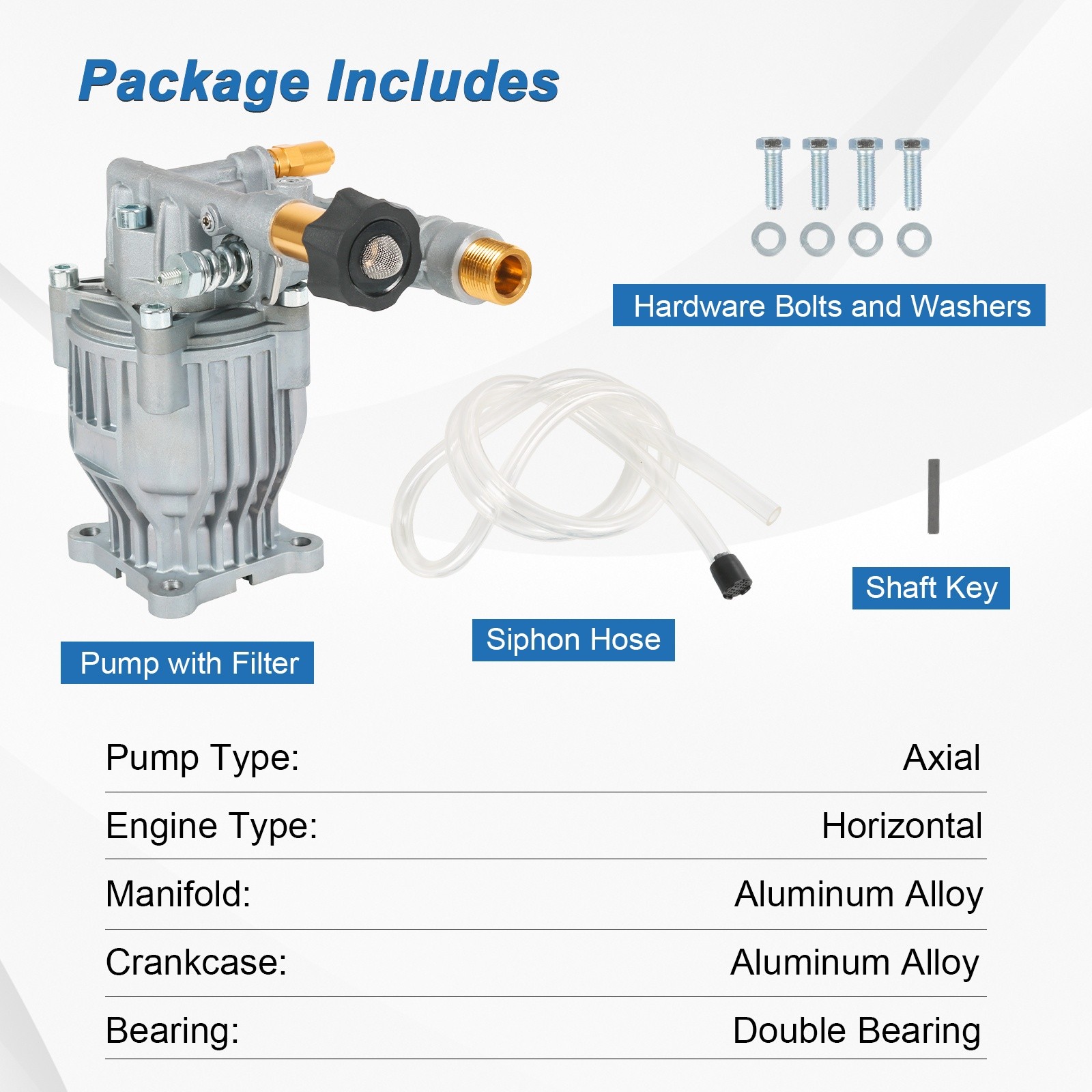 90028 Axial Cam Replacement Pressure Washer Pump Kit,3300 PSI,2.4 GPM