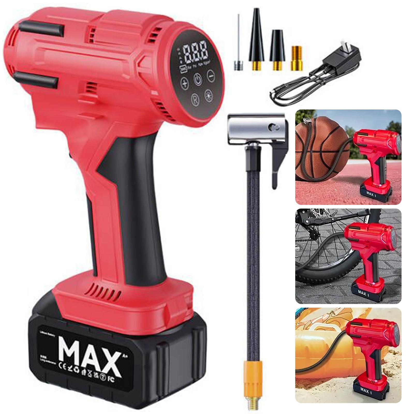 150PSI 21V Cordless Rechargeable Battery Air Compressor Pump Car Tire Inflator