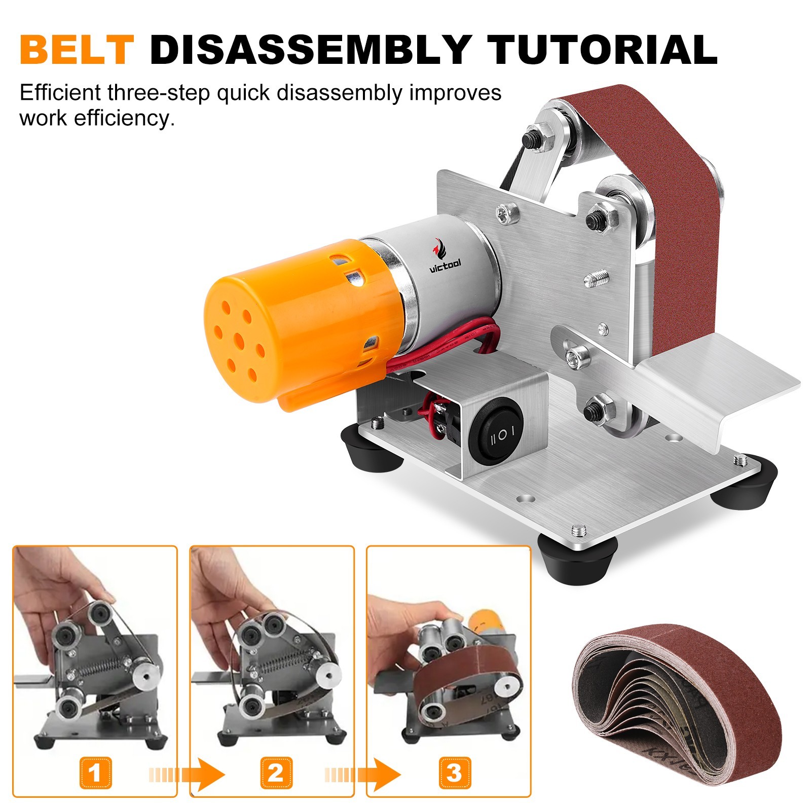 Mini Electric Belt Sander 7 Speed Benchtop Grinder Knife Sharpener Polisher US