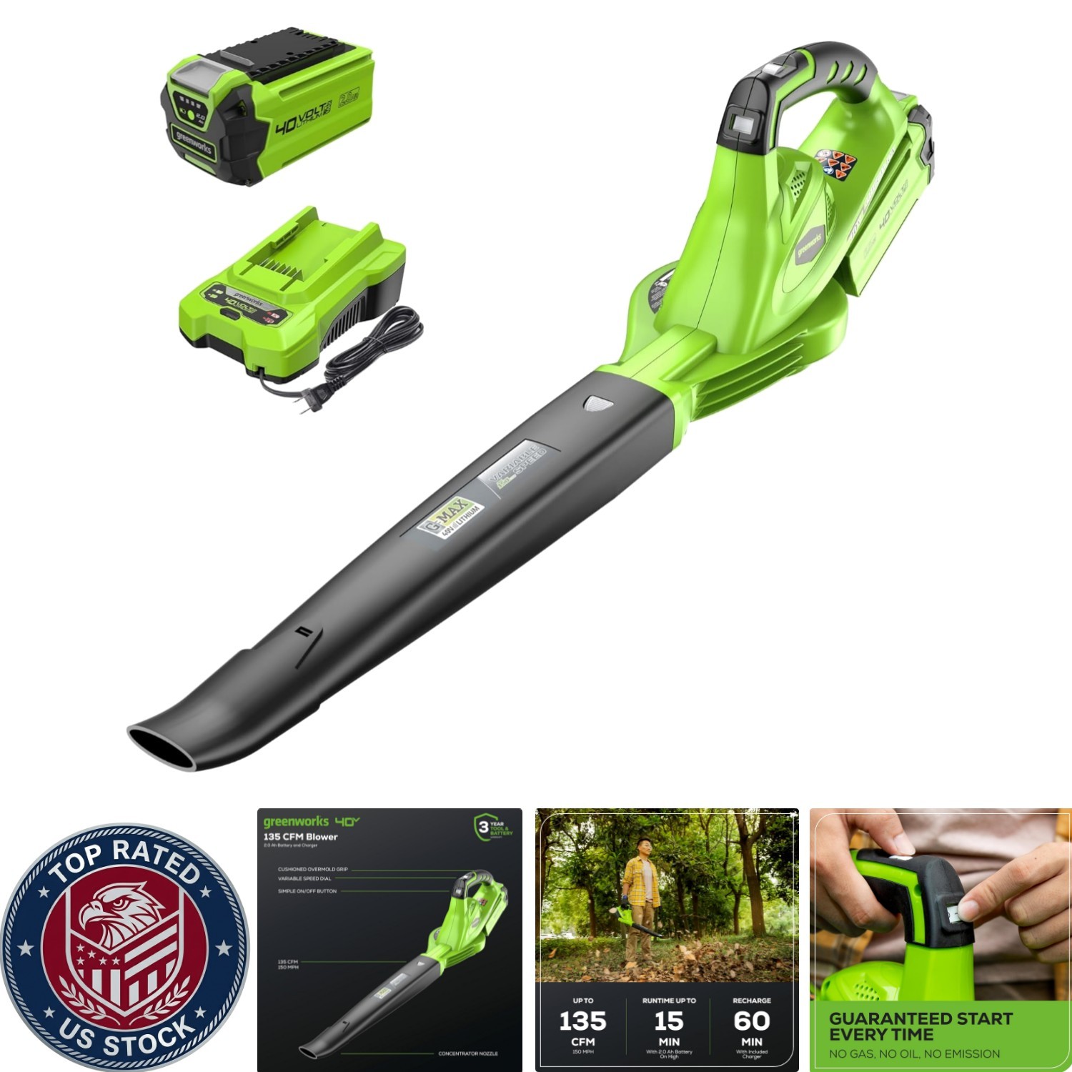 40V Leaf Blower/Sweeper – 150 MPH, 135 CFM, Perfect for Quick Yard Cleanup