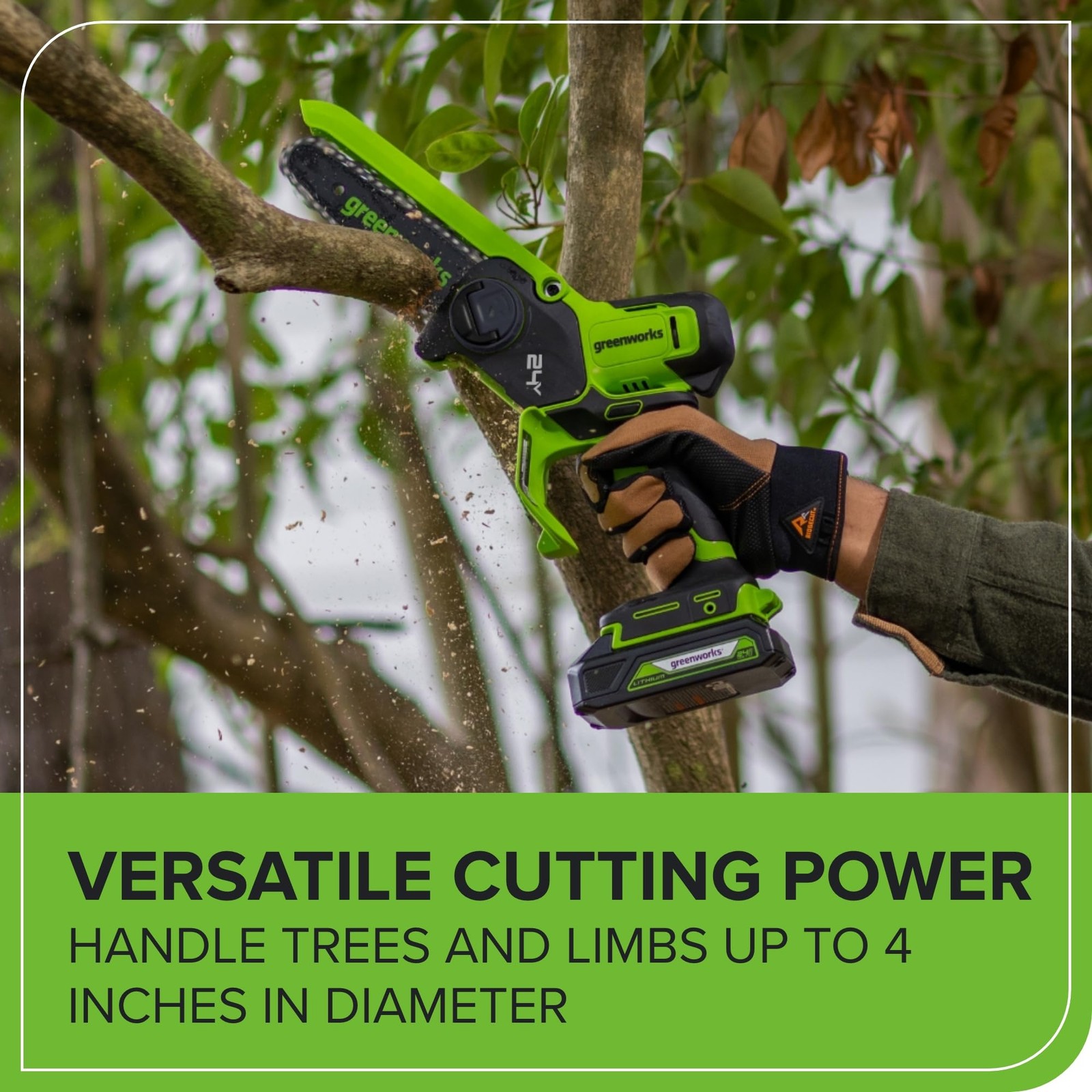 Greenworks 24V 6in BL Pruning Saw w/Auto Oiler, 2Ah (Auto Olier), Green