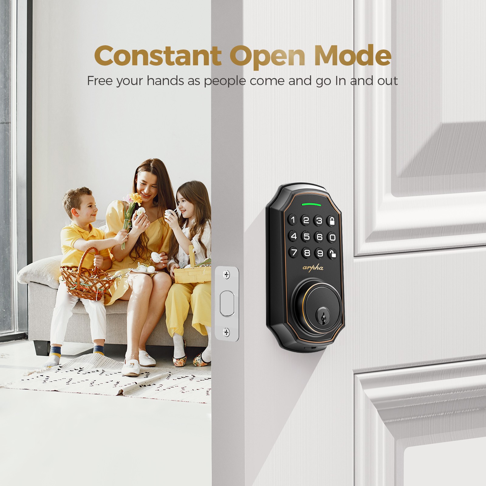 ARPHA Keyless Entry Smart Door Lock Anti-Peeping Password Keypad Auto Deadbolt