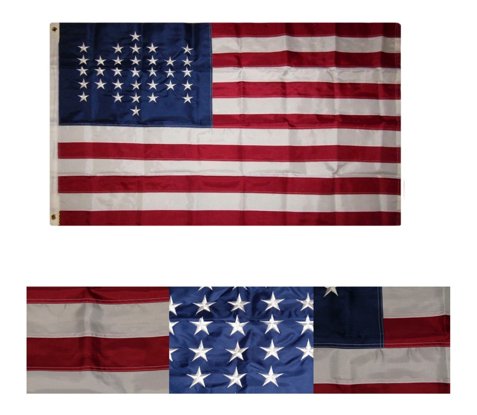 3×5 Embroidered Ft Sumter 33 Star 220D Sewn Nylon Flag 3’x5′ Stars Old Glory