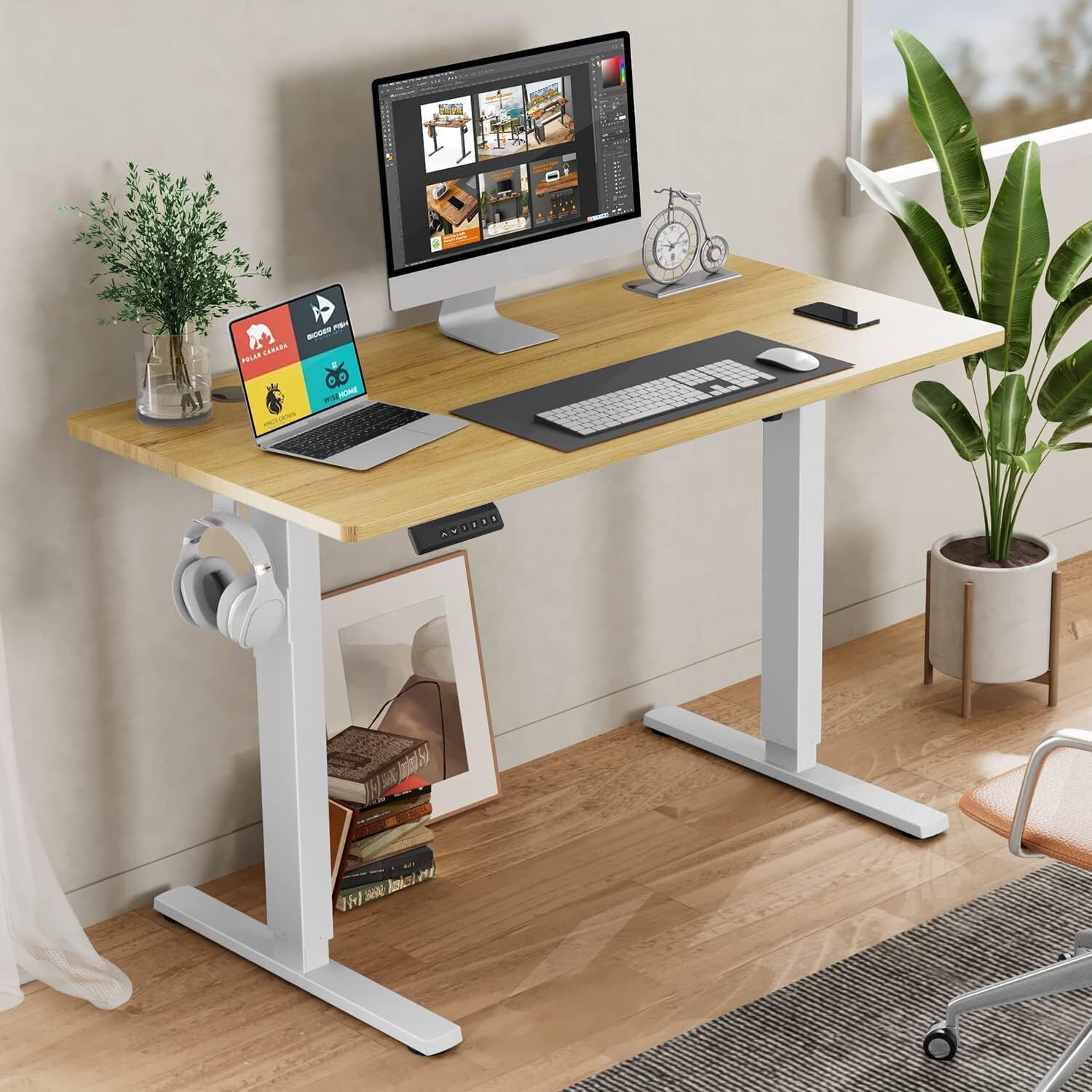 40-63 Inch Electric Height Adjustable Desk Home Office Standing Computer Table