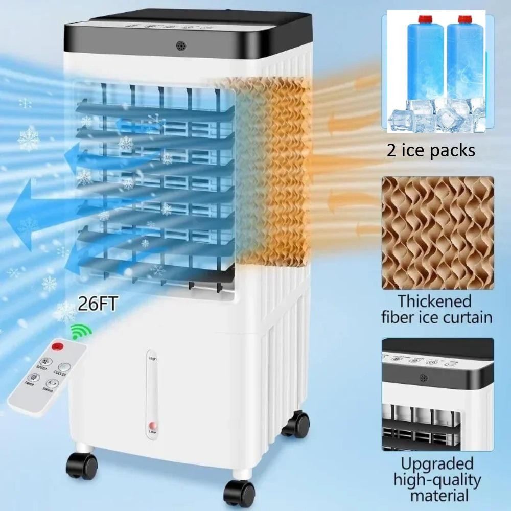 3-in-1 Evaporative Air Cooler 10L Water Tank 3-Speed Swamp Cooler w/Remote Fan