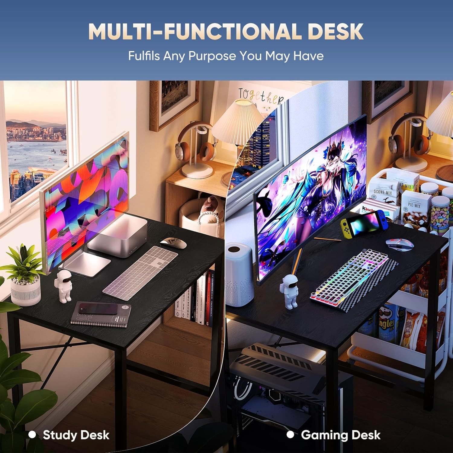 31 Inch Computer Desk Home Office Study Writing Table Gaming Workstation Black