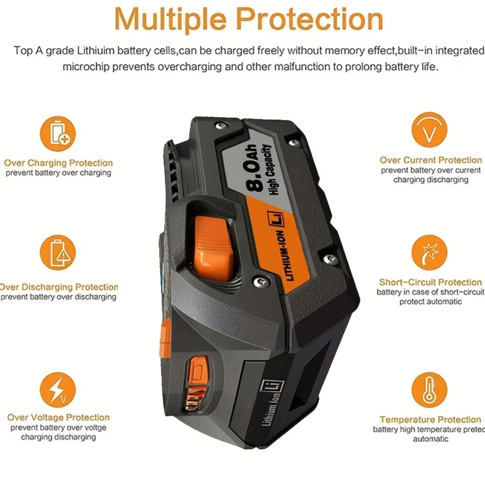 New For Ridgid R840087 6Ah 8Ah Lithium Battery Rigid 18 Volt R840085 Power Tools