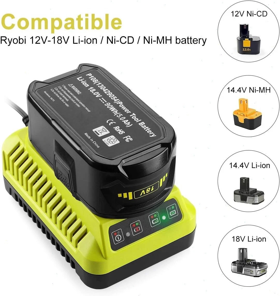 8.0Ah 18Volt For RYOBI P108 18V For One+ Plus High Capacity Lithium Ion Battery