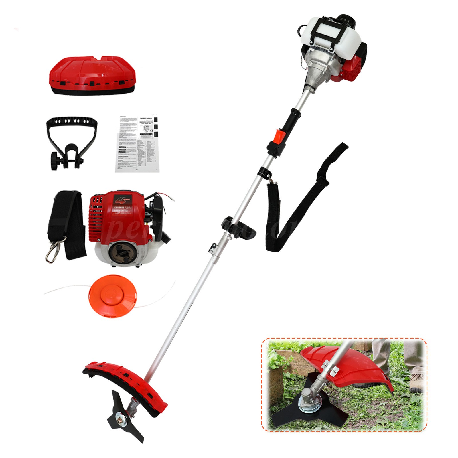 31cc 4-Stroke Weed Eater Gas Powered 2 in 1 Brush Cutter Grass Trimmer for Yard