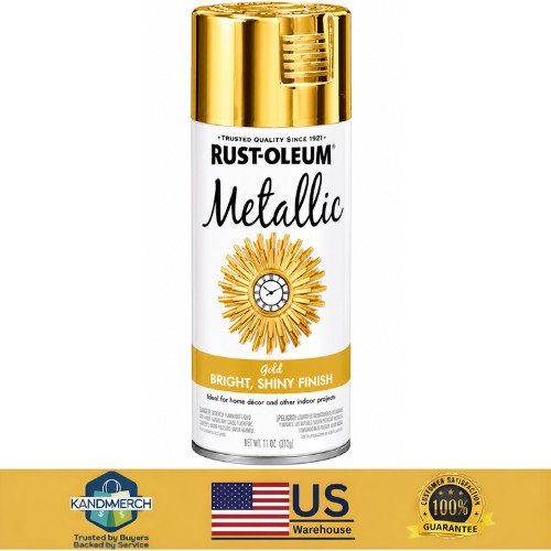 Rust-Oleum 340647 Metallic Spray Paint, Gold, Gloss, Solvent, 11 Oz