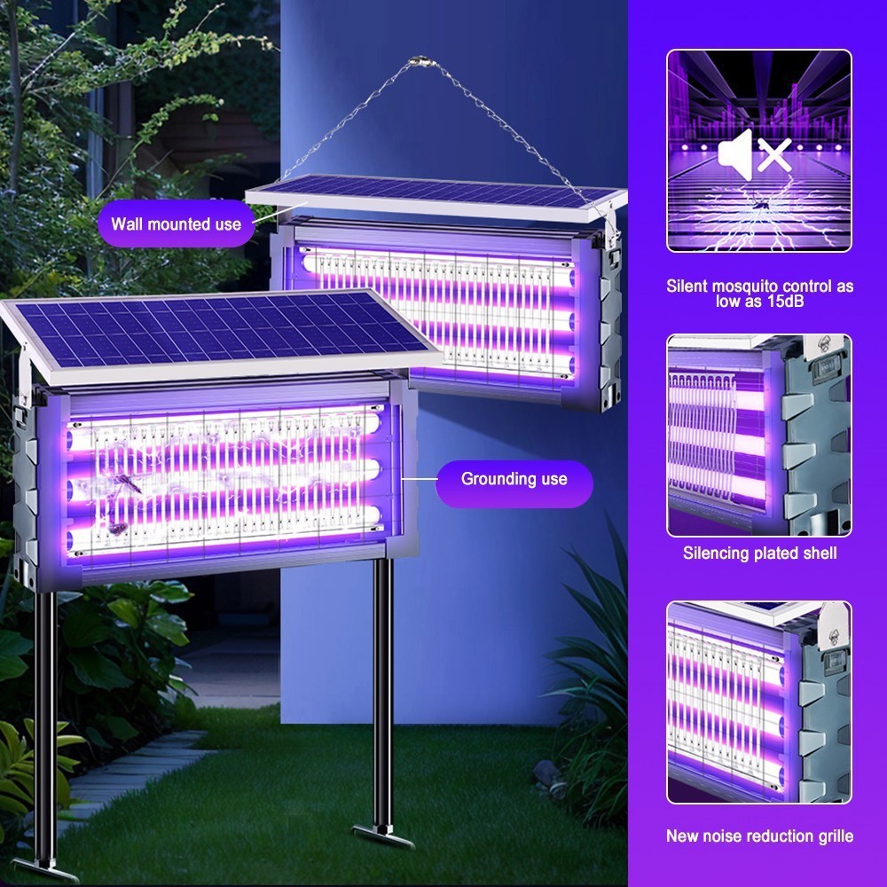 2PCS Solar Bug Zapper Outdoor 4500V Mosquito Fly Trap Insect Killer for Backyard
