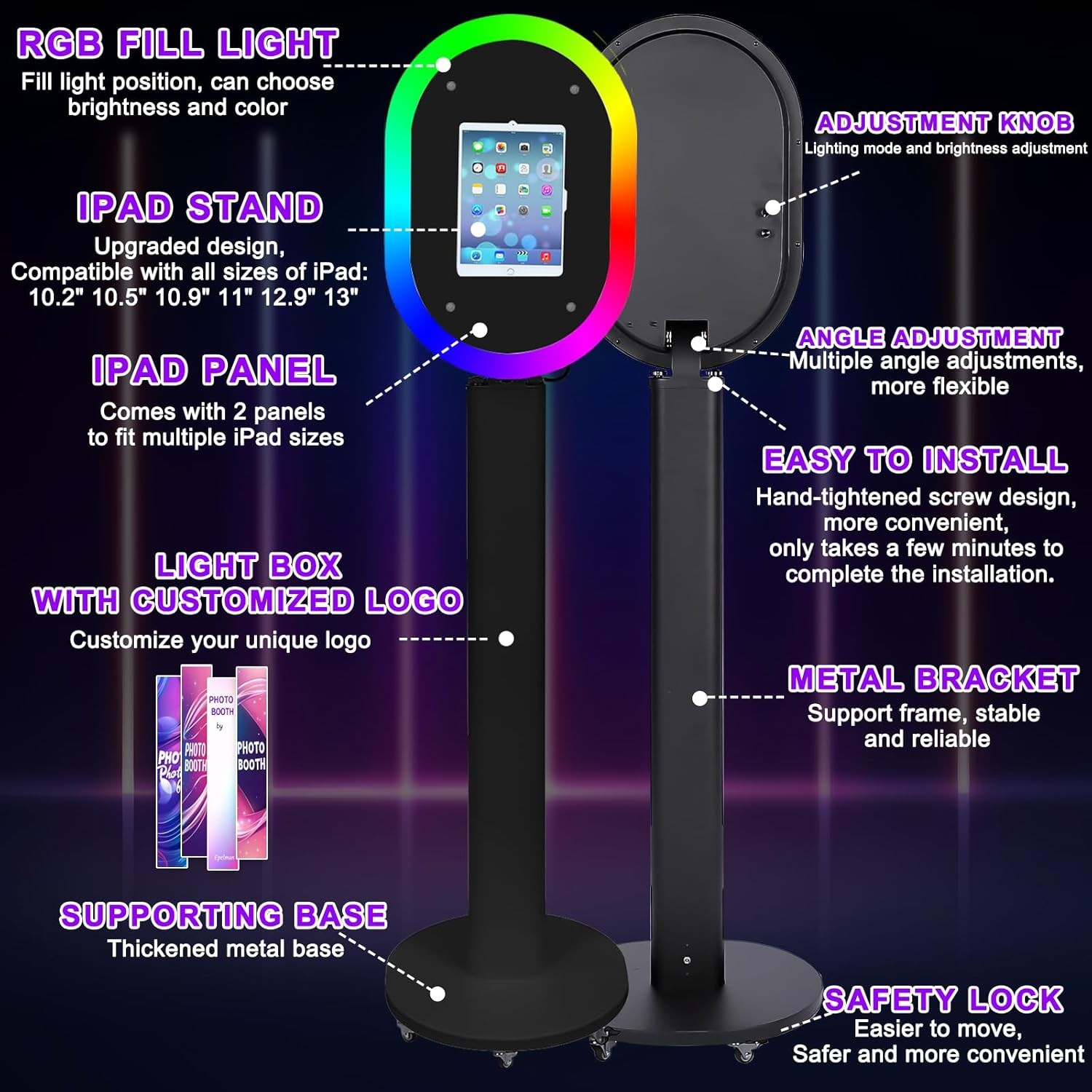 Portable Photo Booth for Any iPad Metal Shell Selfie Station Photobooth Machine