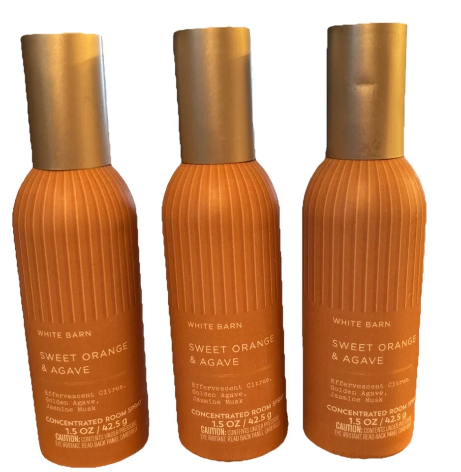 3X Bath & Body Works SWEET ORANGE & AGAVE Home Room Spray 1.5 oz White Barn