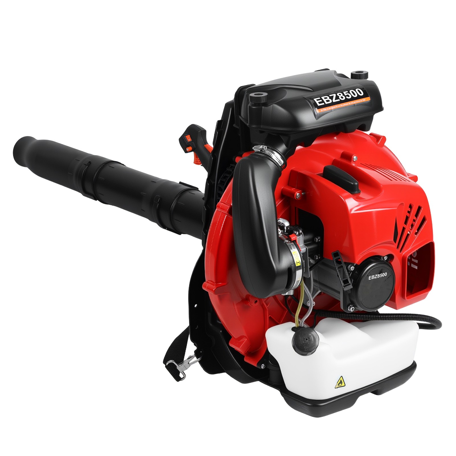 Backpack Gas Leaf Blower, 75.6cc 2 Stroke Engine, 850CFM, 200MPH 2.3L Fuel Tank