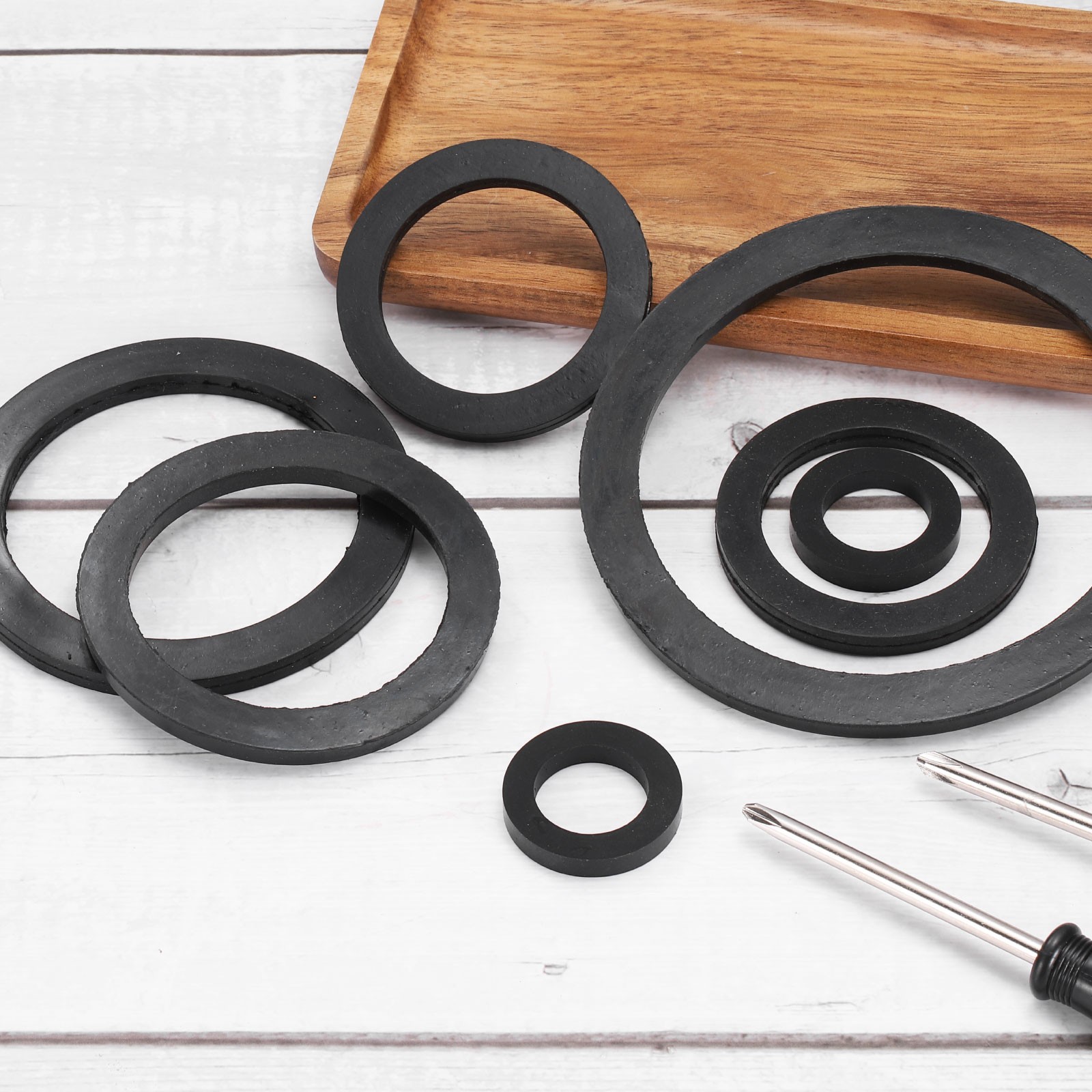 8Pcs Nitrile Rubber Flat Washer DN65 2-9/16″ OD x 2″ ID x 1/4″ Thick Black