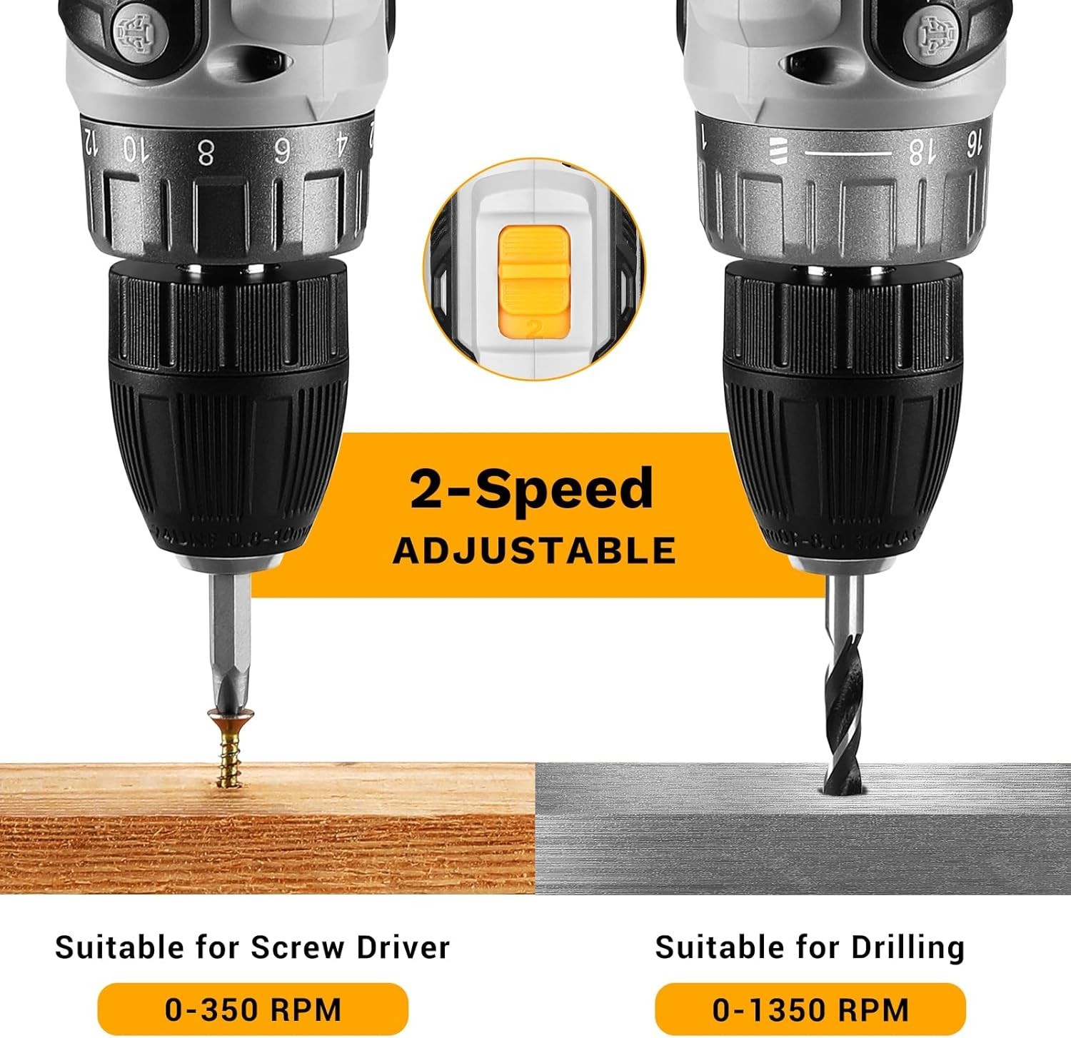 Power Drill Cordless: Cordless Drill 20V Electric Power Drills Set Tool Drill…