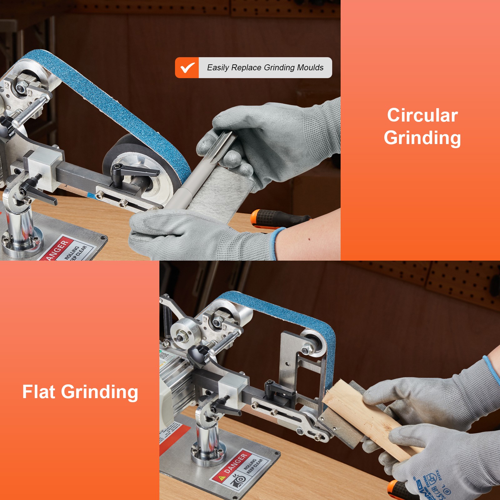 Belt Grinder Sander 30 x 1-Inch Variable Speed with VFD 2 Grinding Moulds