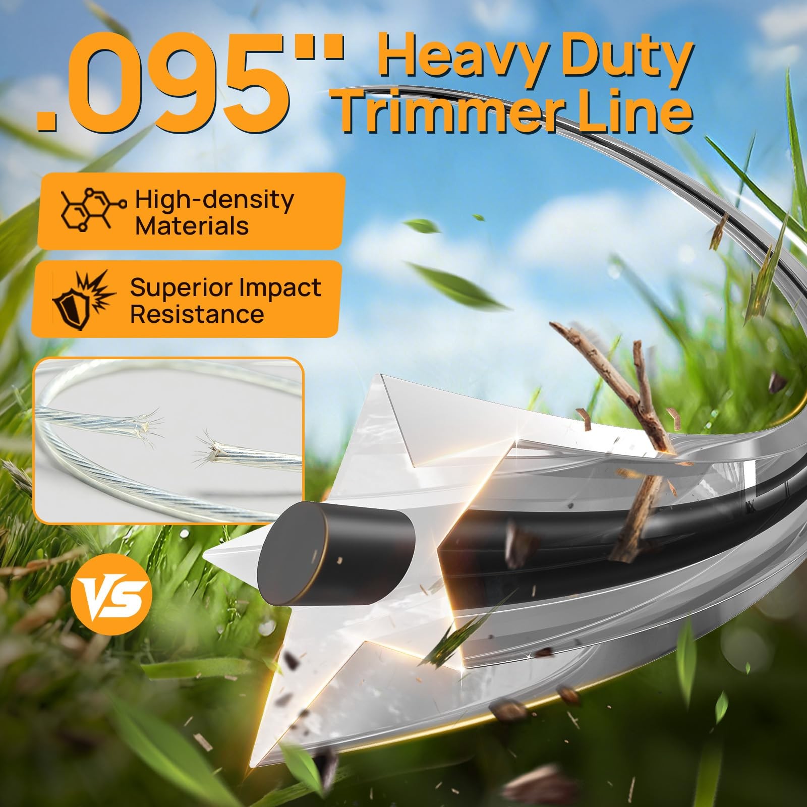 Weed Eater String, 095” Heavy Duty String Trimmer Line, Pentagon 0.5LB .095″