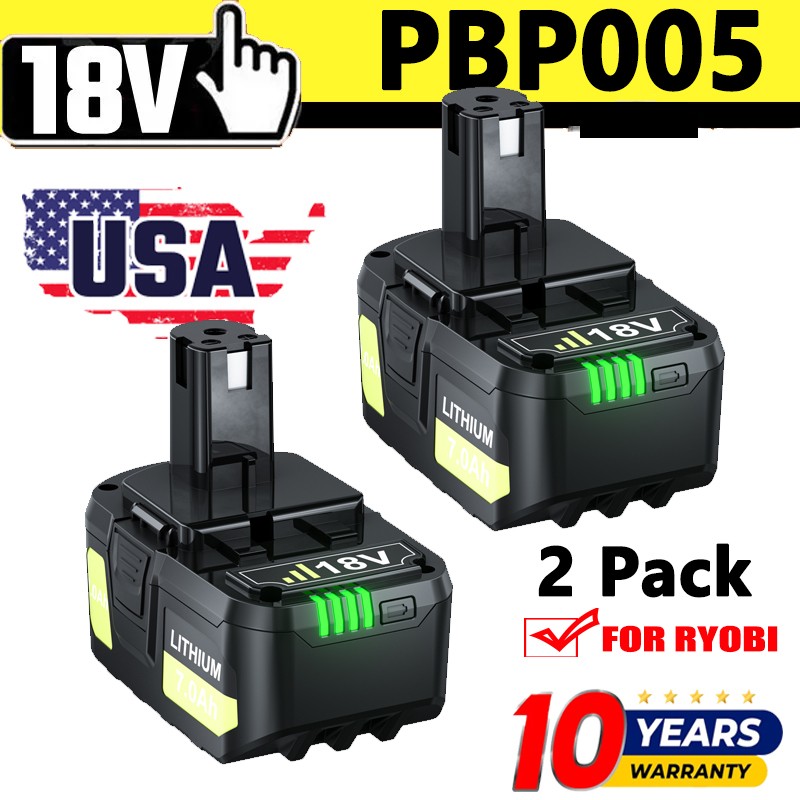 2 Pack FOR Ryobi PBP005 ONE+ 18V Lithium-Ion 8.0 Ah Battery Black PBP007