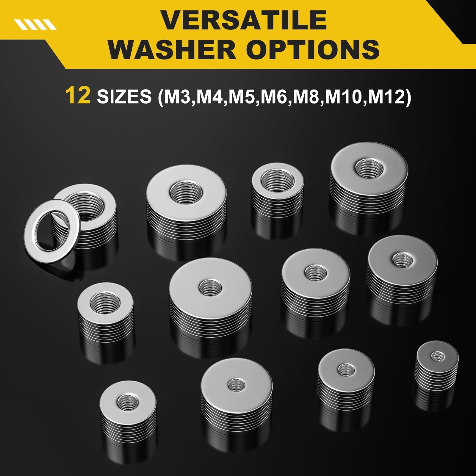 108Pcs 304 Stainless Steel Flat Washers, Fender Washers Assortment Kit 12 Siz…