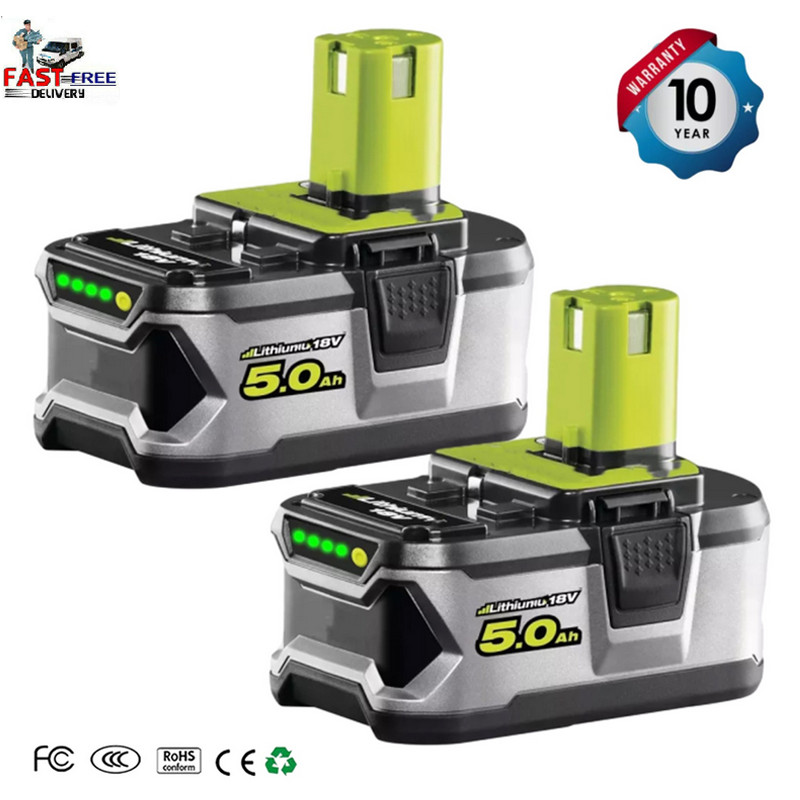 2x Battery P108 5.0Ah 18V Plus For RYOBI High Capacity 18 Volt Lithium-Ion New