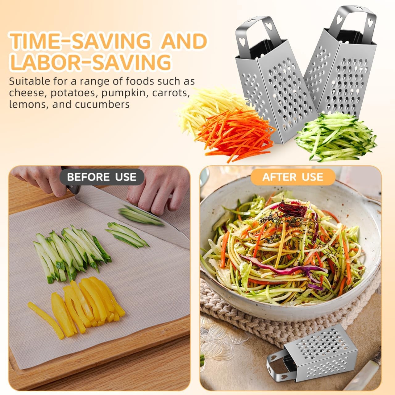 6pcs Mini Cheese Grater Set Stainless Steel 4-Sided Box Grater for Garlic Ginger