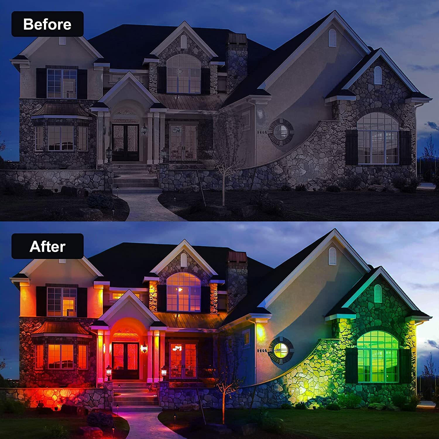 T-SUN 4Pcs Solar Spot Lights Outdoor Color Changing IP65 RGB Lights Outdoor US