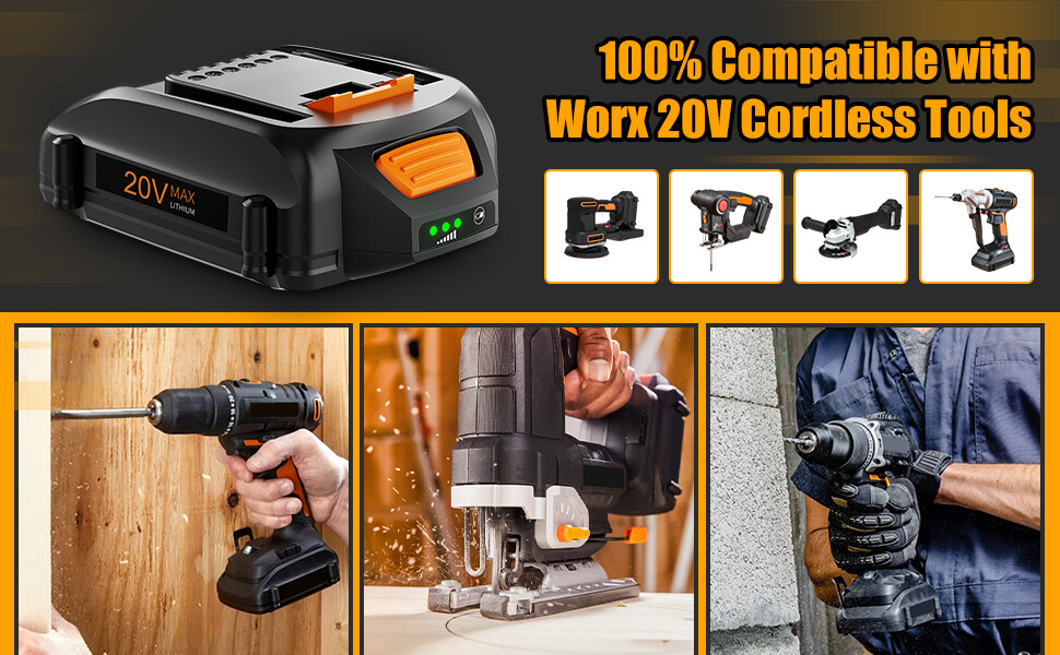 Pack For WORX 20V MAX Extend Lithium Battery 20 Volt WA3520 WA3525 WA3575 WG155