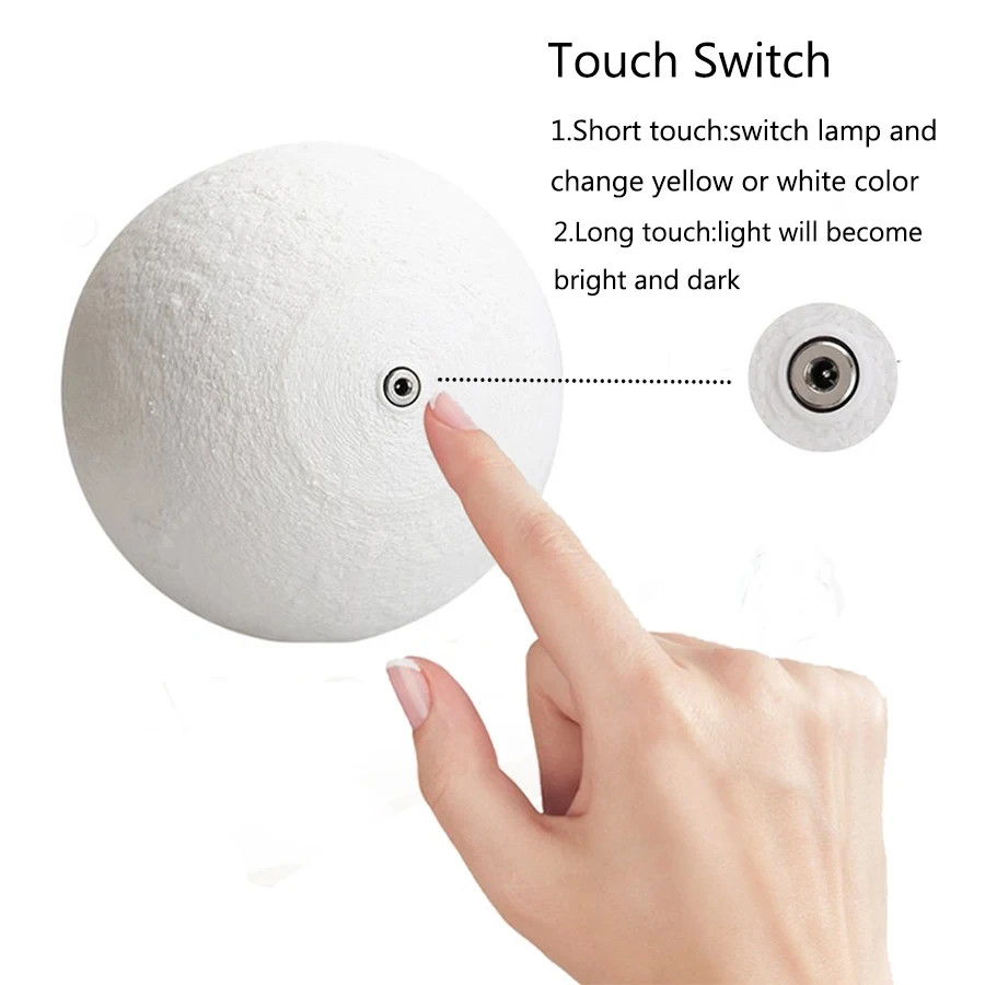3D Moon Night Light Table Lamp USB Charging Remote Touch Control Home Decor Gift
