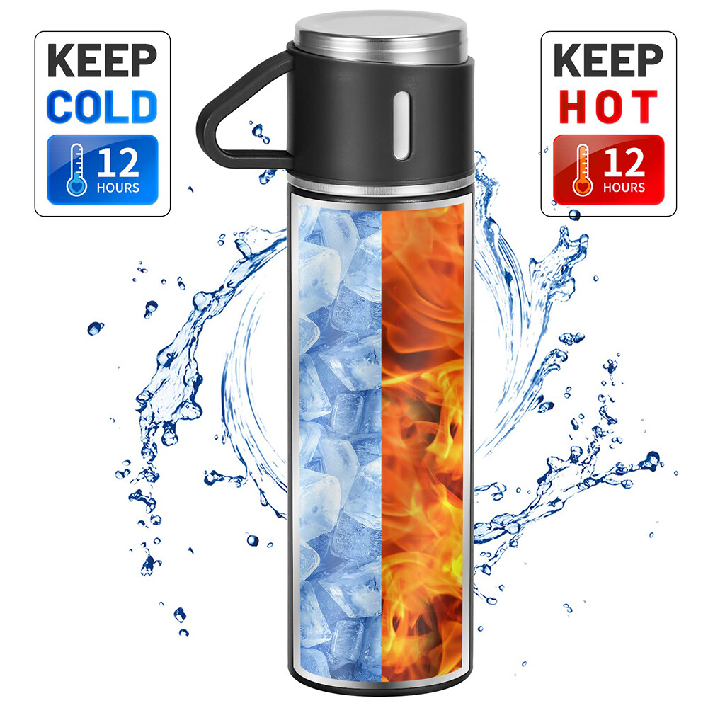 Steel Vacuum Insulated Bottle Gift Set Office Business Coffee Mug Thermos New