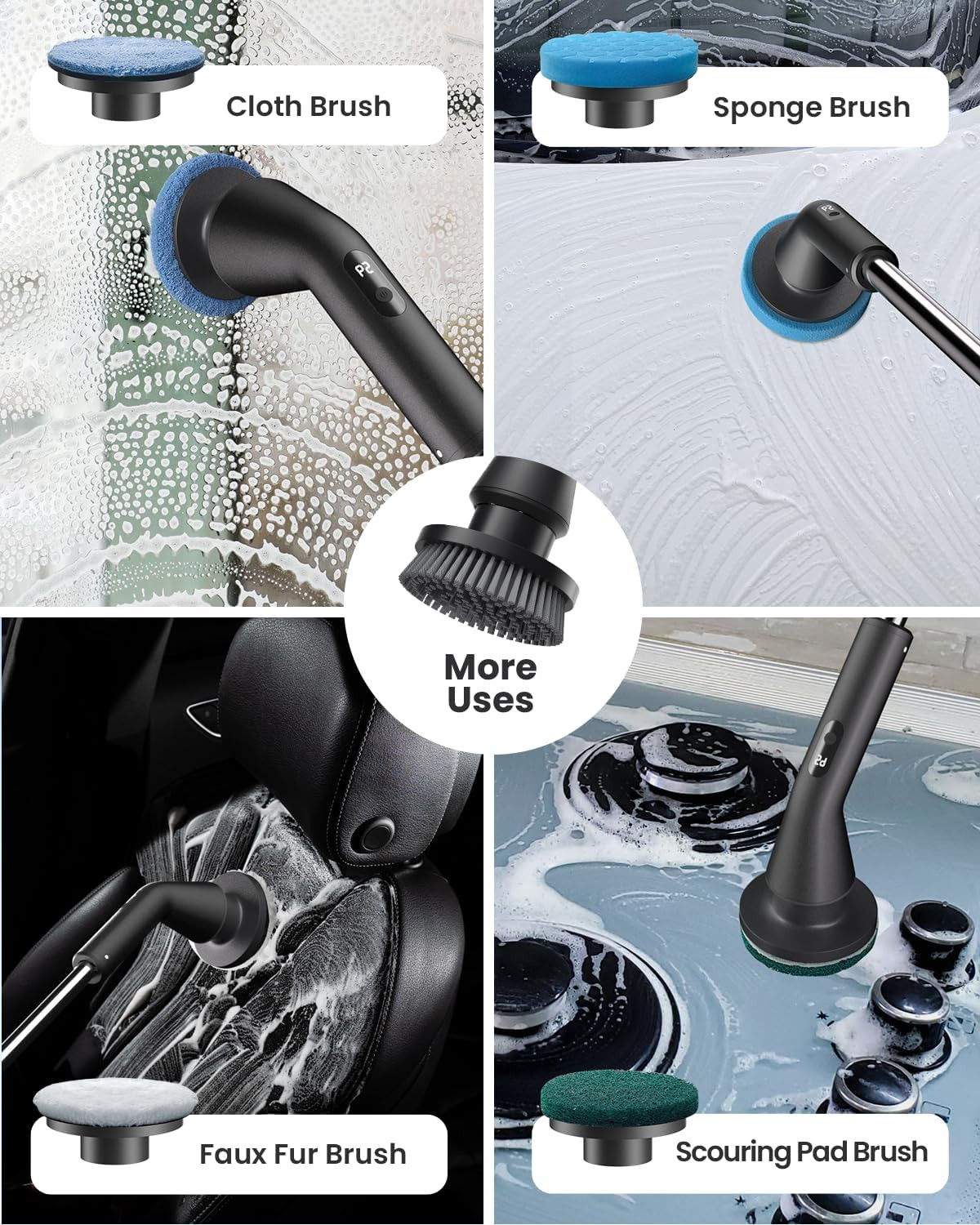 Electric Spin Scrubber, 2026 Upgraded Cordless Cleaning Brush Bathroom Scrubber,