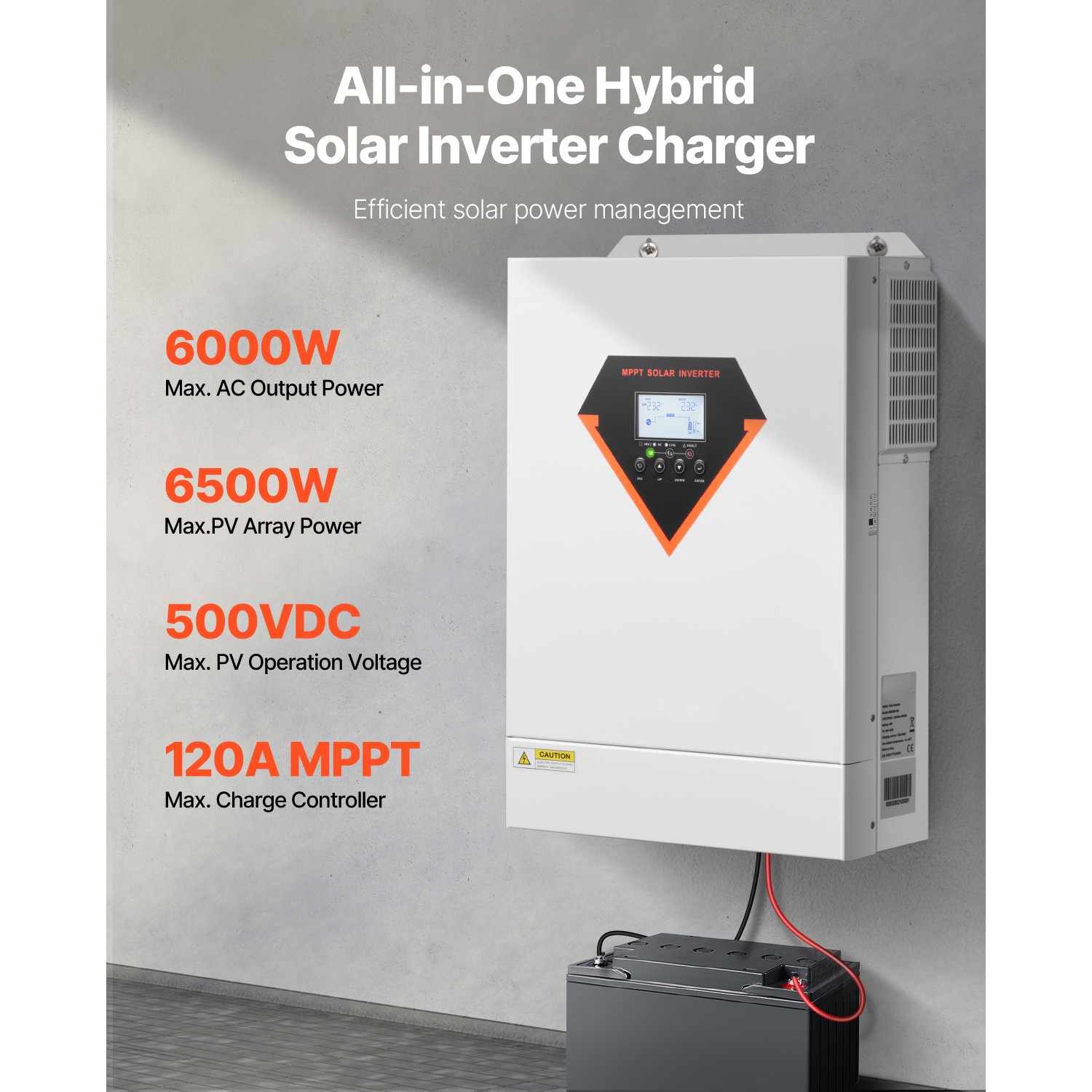 Hybrid Solar Inverter Charger 6000W 220/230V with Built-in 120A MPPT Controller
