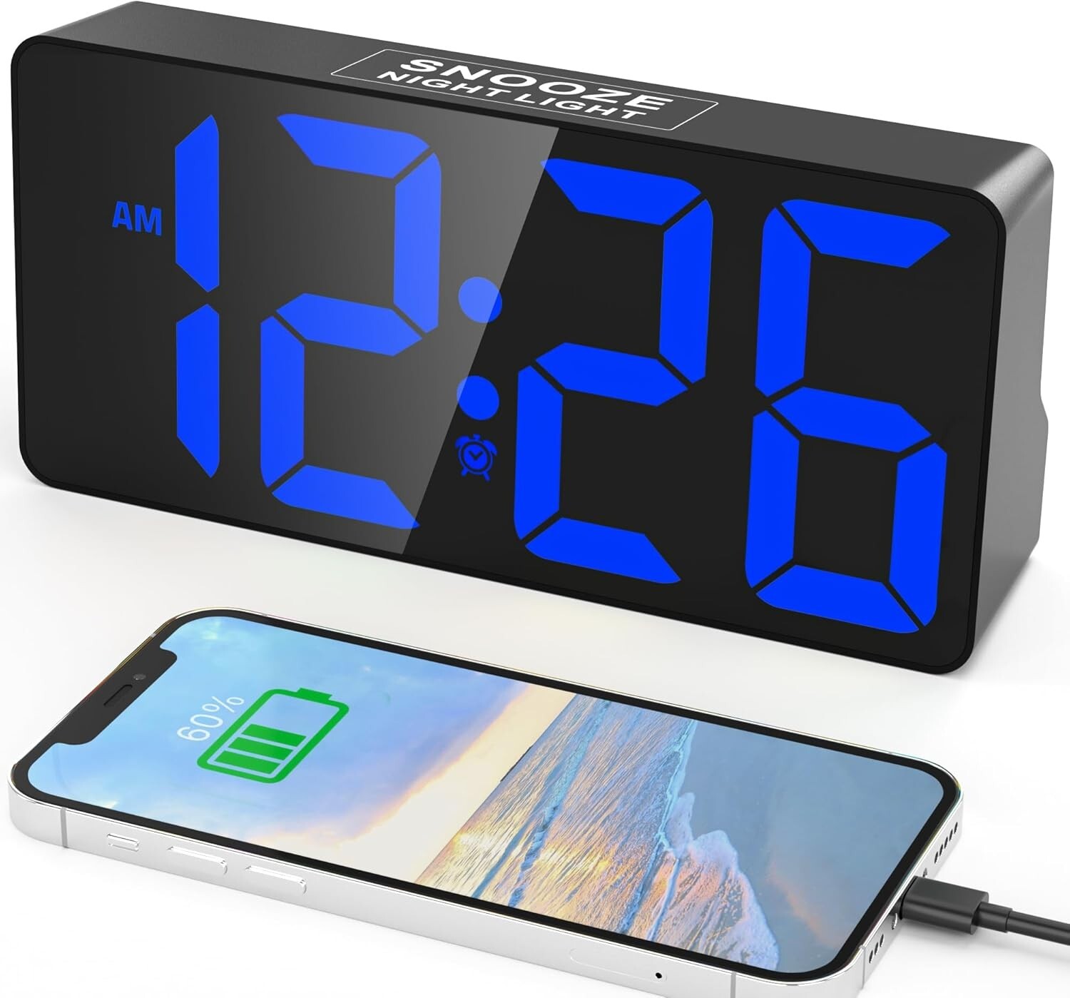 Alarm Clock for Bedroom 7 In Large Display Digital Clock with Dual Alarms&US